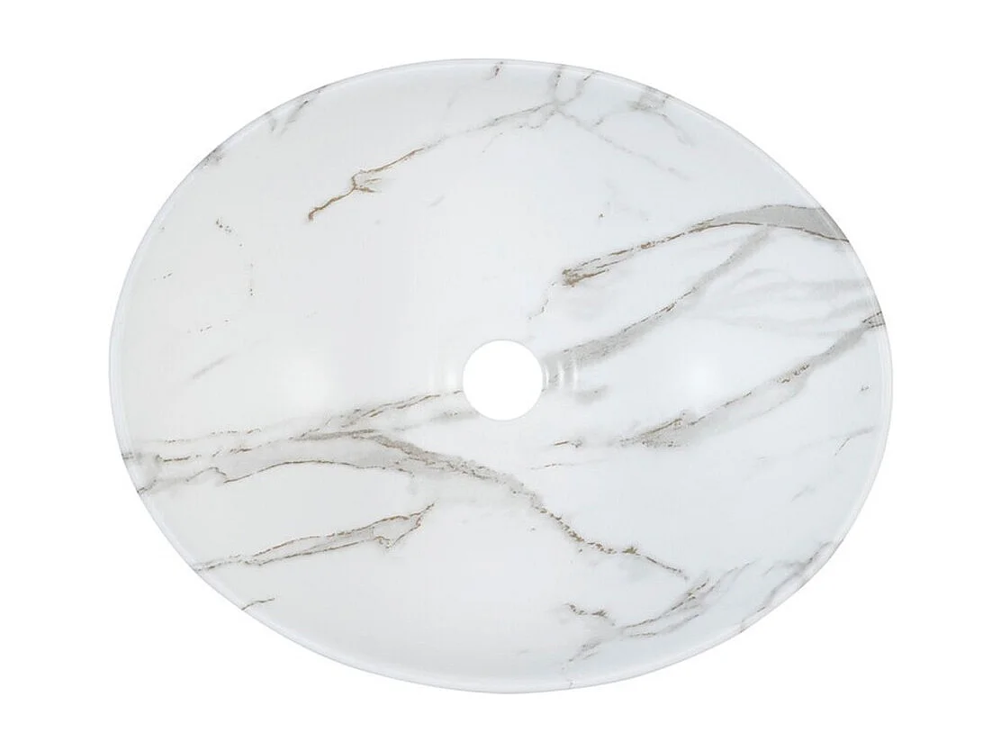 Ensemble ELVINA 60cm : meuble sous vasque à tiroirs vert sauge gris + plan pour vasque aspect bois foncé + vasque à poser marbré