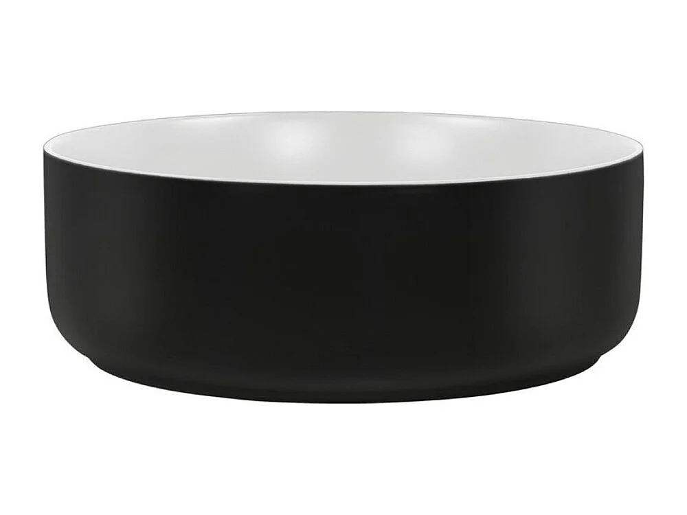 Set GABI: onderkast 100cm + ronde opbouw wastafel zwart en wit + kolom + ronde LED spiegel 60cm