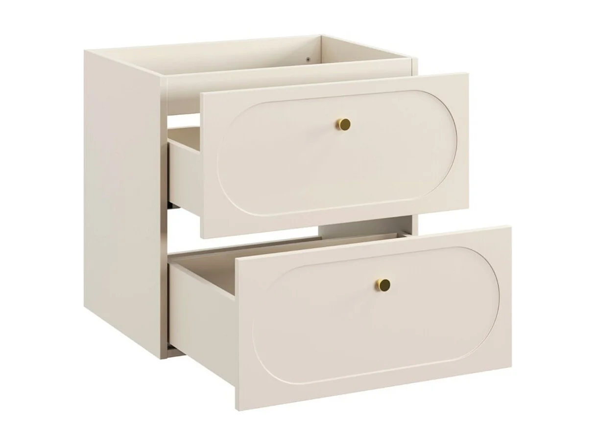 Ensemble de salle de bain TORNADO beige : meuble sous vasque 60cm + plan pour vasque + colonne de rangement