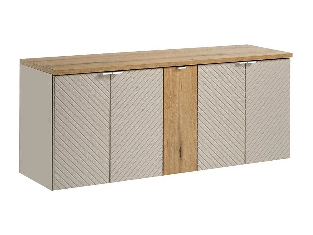 Conjunto de baño AOKI: muebles bajo lavabo con armarios 140cm + encimera con aspecto de madera