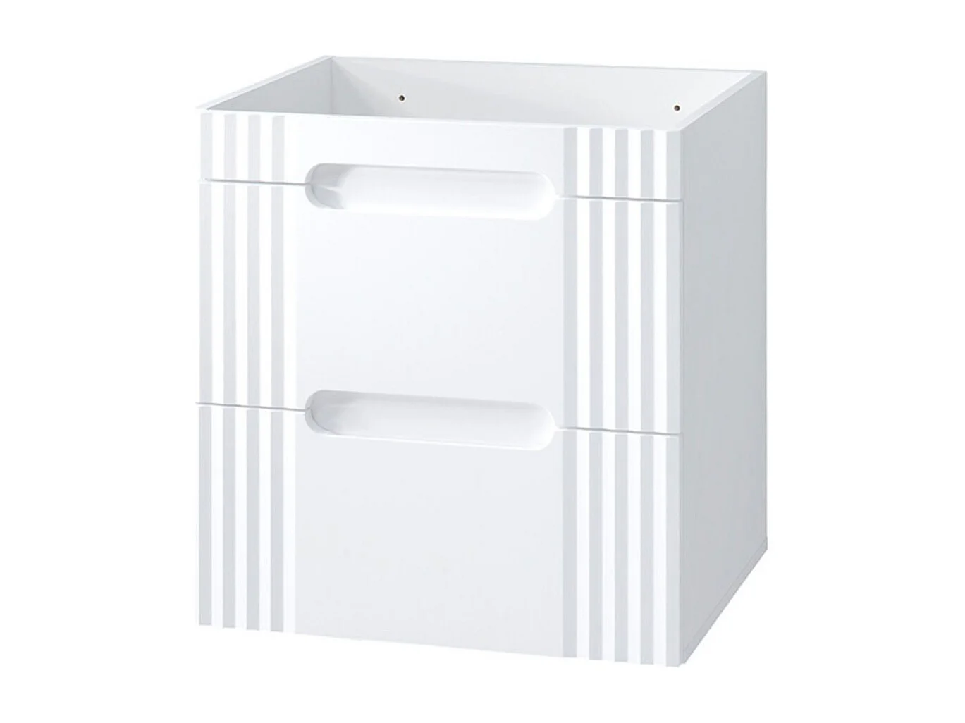 Ensemble FIDJI : meubel onder wastafel 60cm + inbouwwastafel wit + sifon + spiegel + LED + kolom