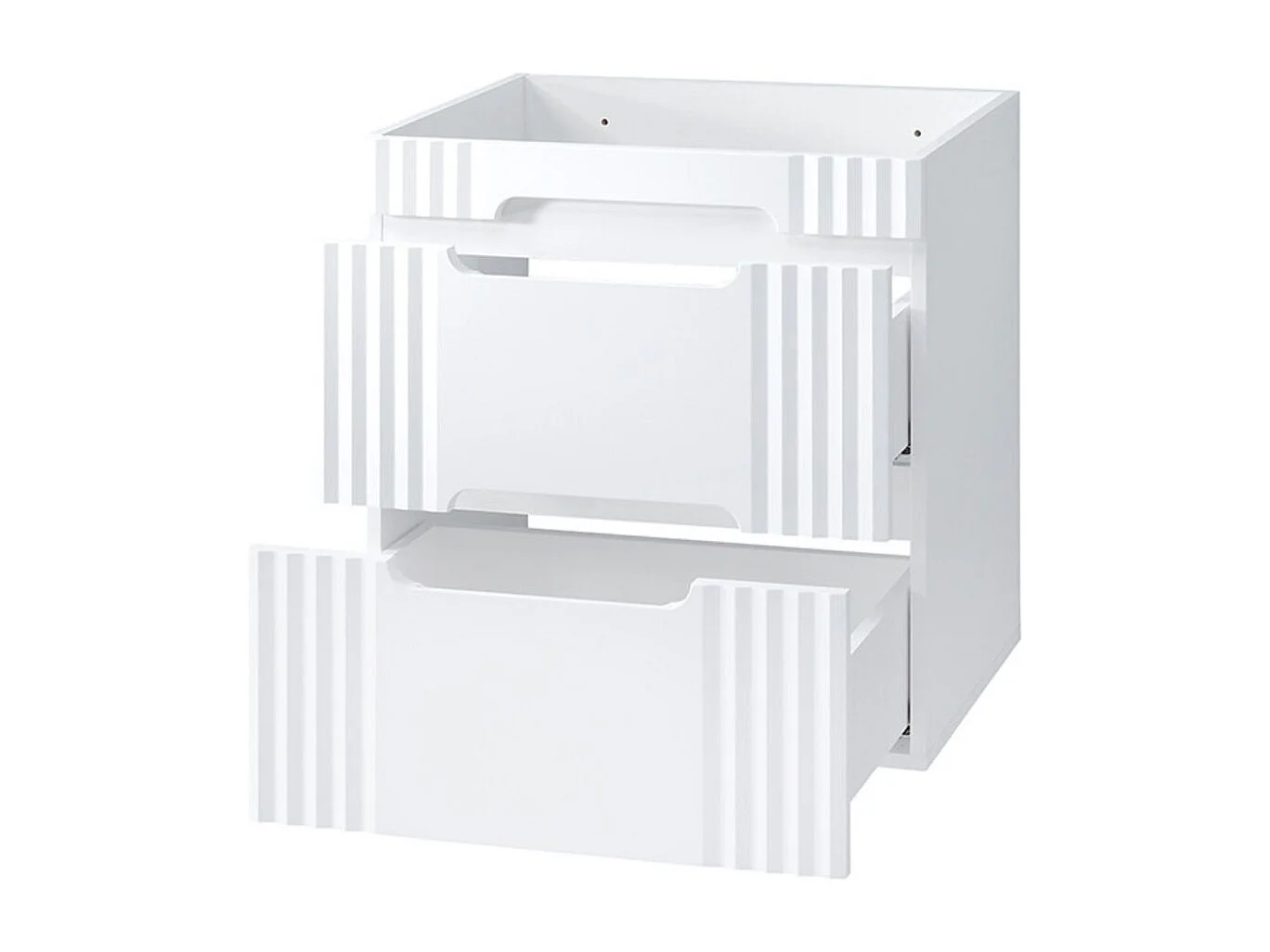 Ensemble FIDJI : meubel onder wastafel 60cm + inbouwwastafel wit + sifon + spiegel + LED + kolom
