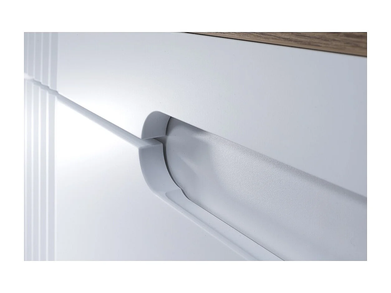 Ensemble FIDJI : meubel onder wastafel 60cm + inbouwwastafel wit + sifon + spiegel + LED + kolom