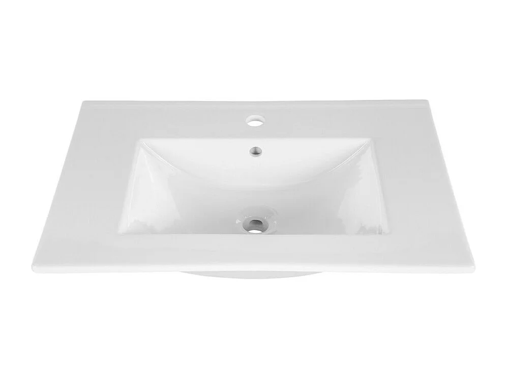 Ensemble FIDJI : meubel onder wastafel 60cm + inbouwwastafel wit + sifon + spiegel + LED + kolom