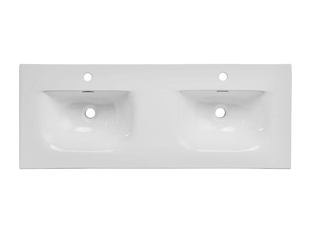 Ensemble de salle de bain suspendu NATURA 155cm : meubles sous vasque 60cm + double vasque encastrée + colonne