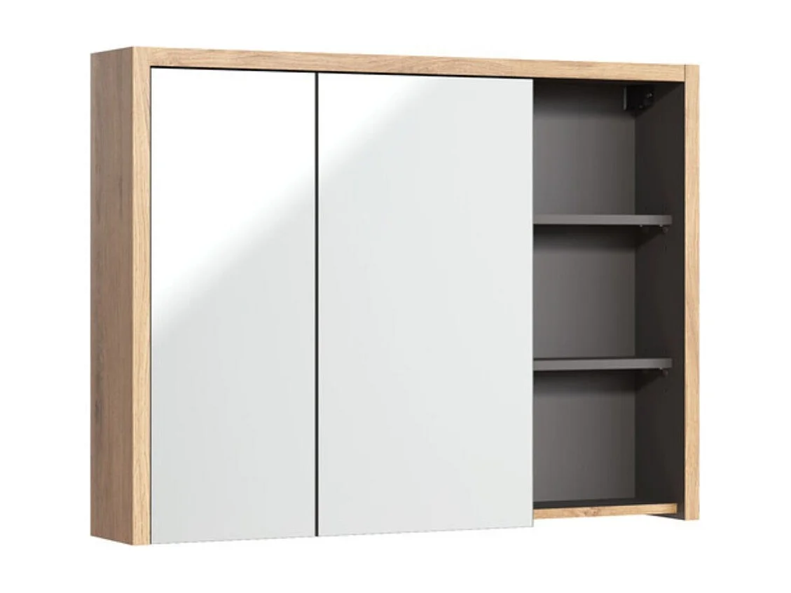 Insieme MATT: mobile sotto lavabo 100cm + lavabo da appoggio nero + colonna contenitore + armadietti con specchi + LED
