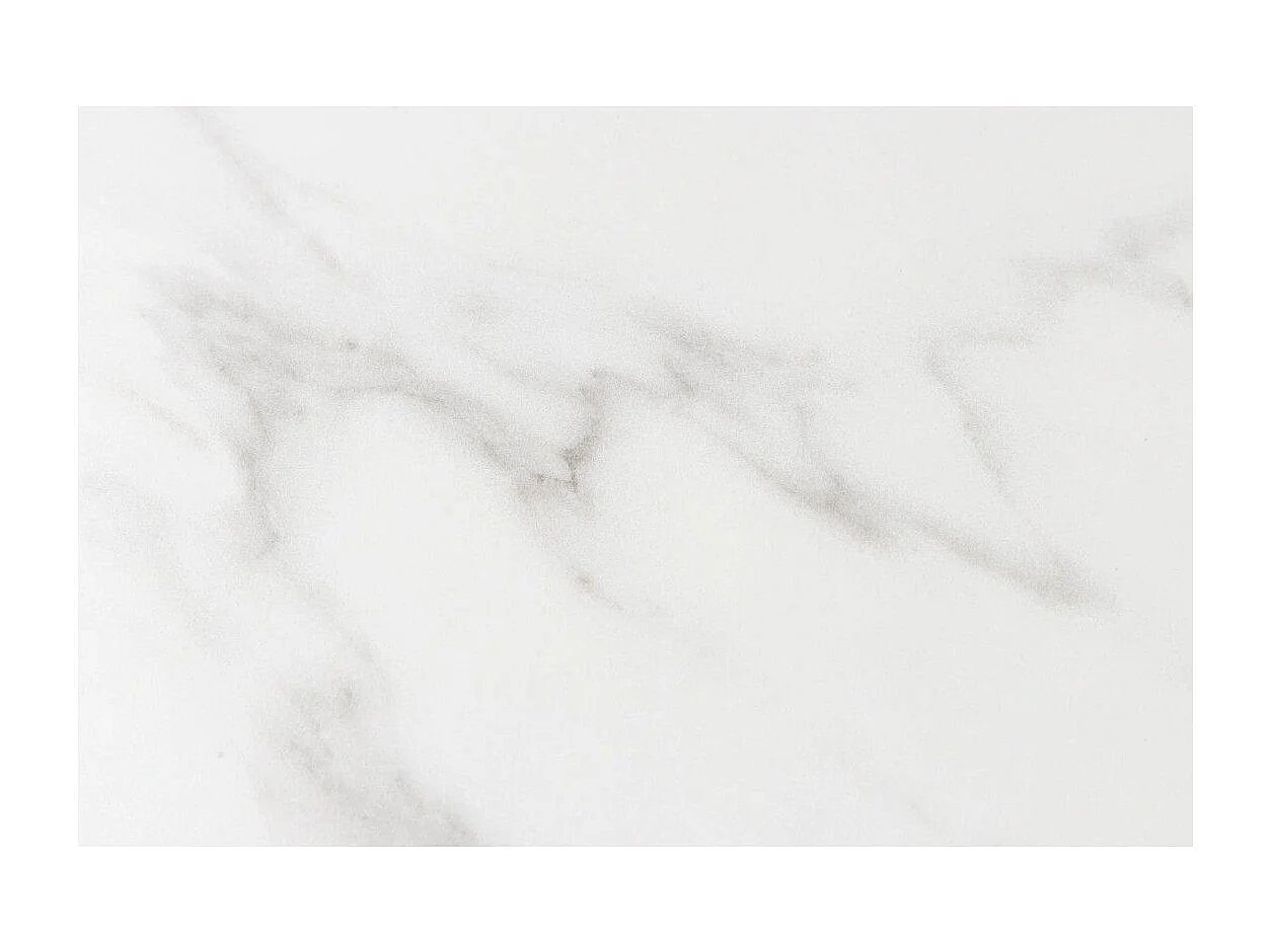 Mesa de comedor HEXA 180 cm – Tablero de cerámica efecto mármol blanco y estructura de metal negro