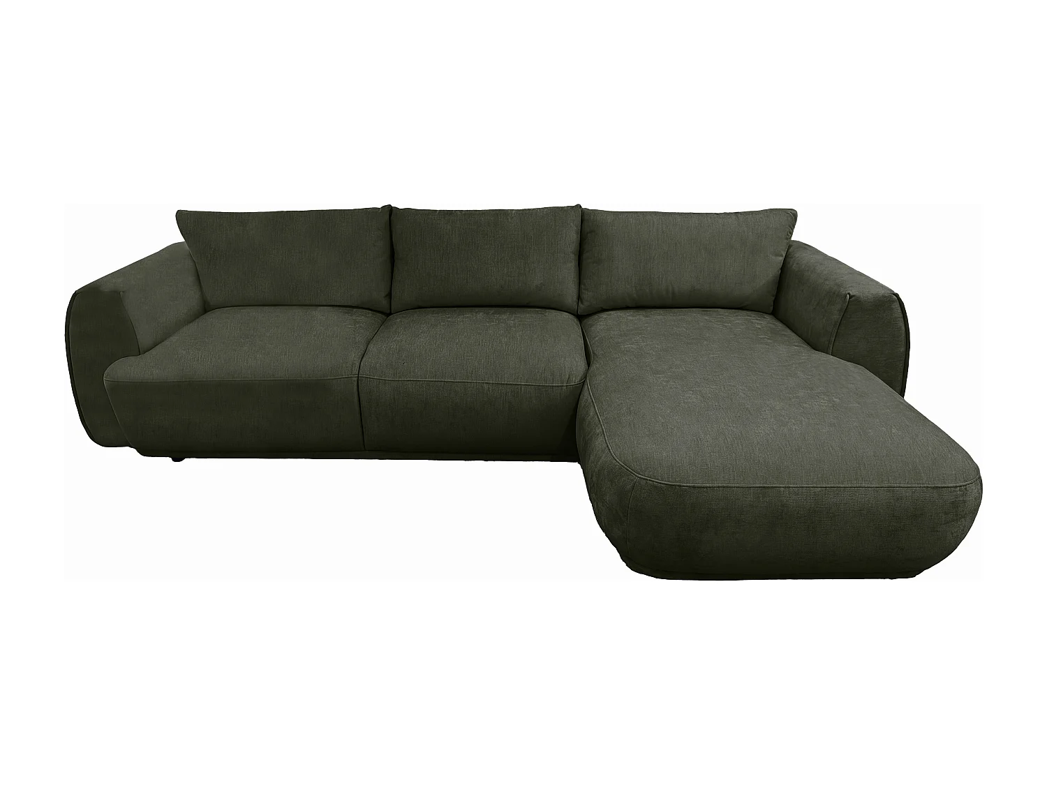Canapé d'angle droit en tissu vert PUKIMA 