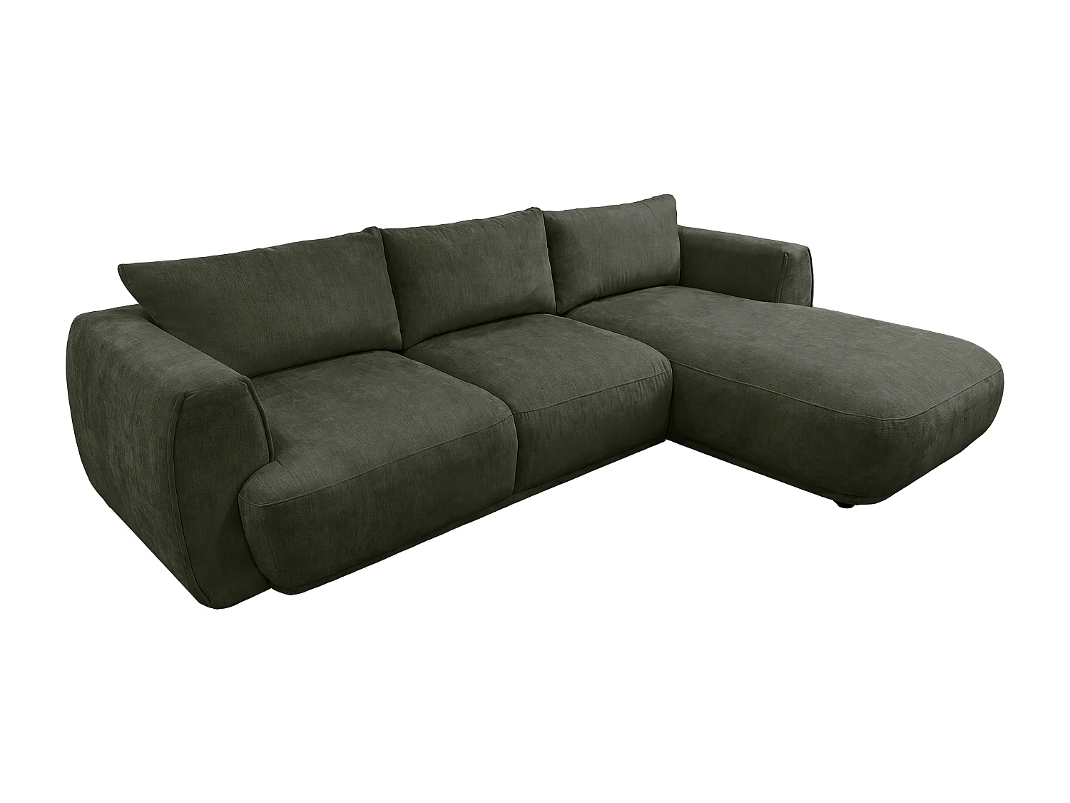 Canapé d'angle droit en tissu vert PUKIMA 