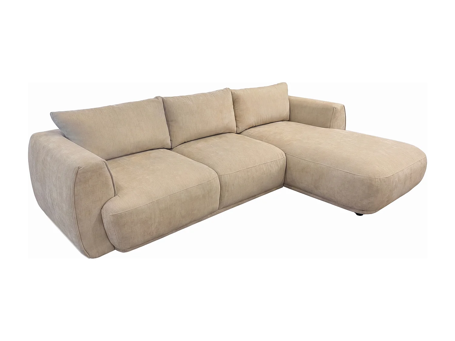Canapé d'angle droit en tissu beige PUKIMA