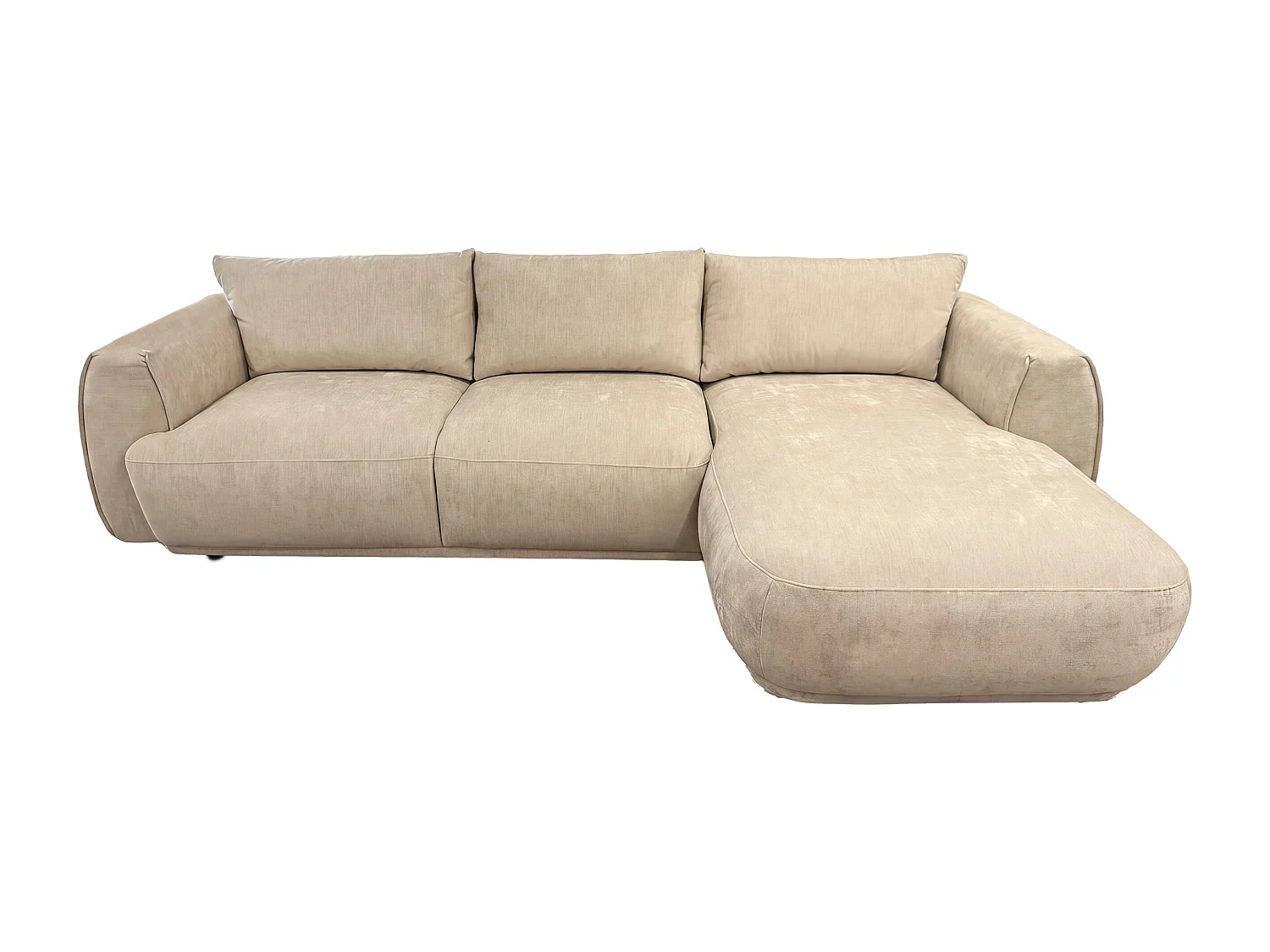 Canapé d'angle droit en tissu beige PUKIMA