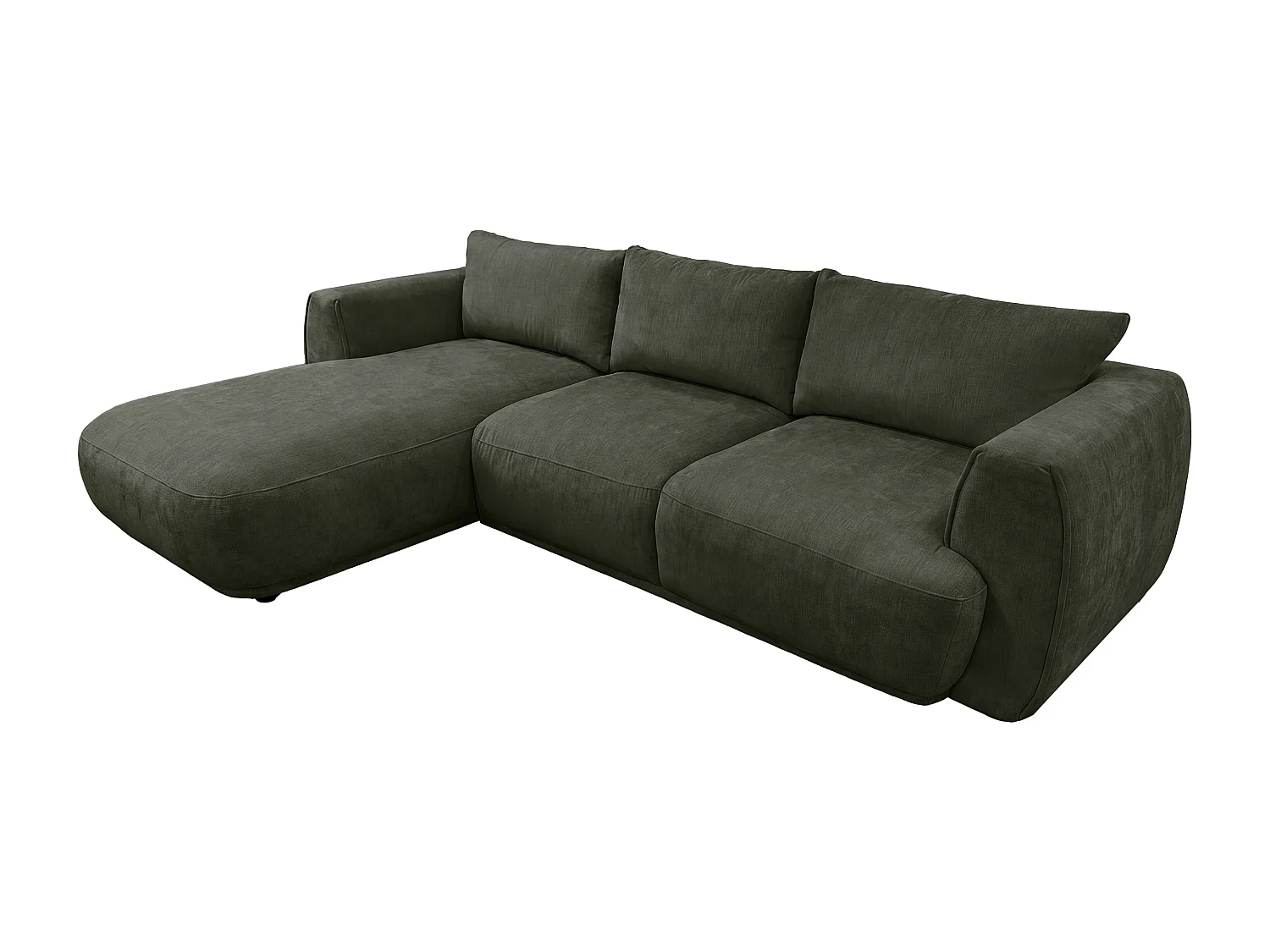 Canapé d'angle gauche en tissu vert PUKIMA