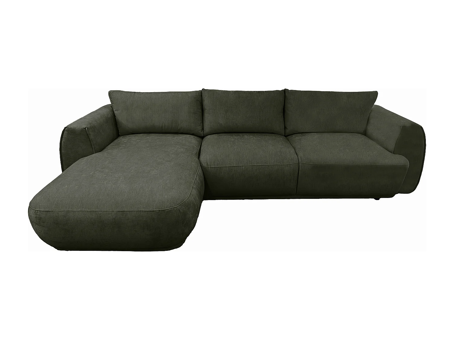 Canapé d'angle gauche en tissu vert PUKIMA