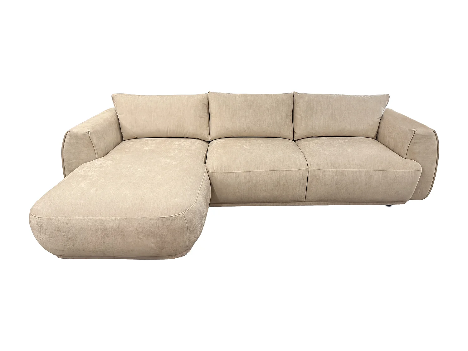 Canapé d'angle gauche en tissu beige PUKIMA