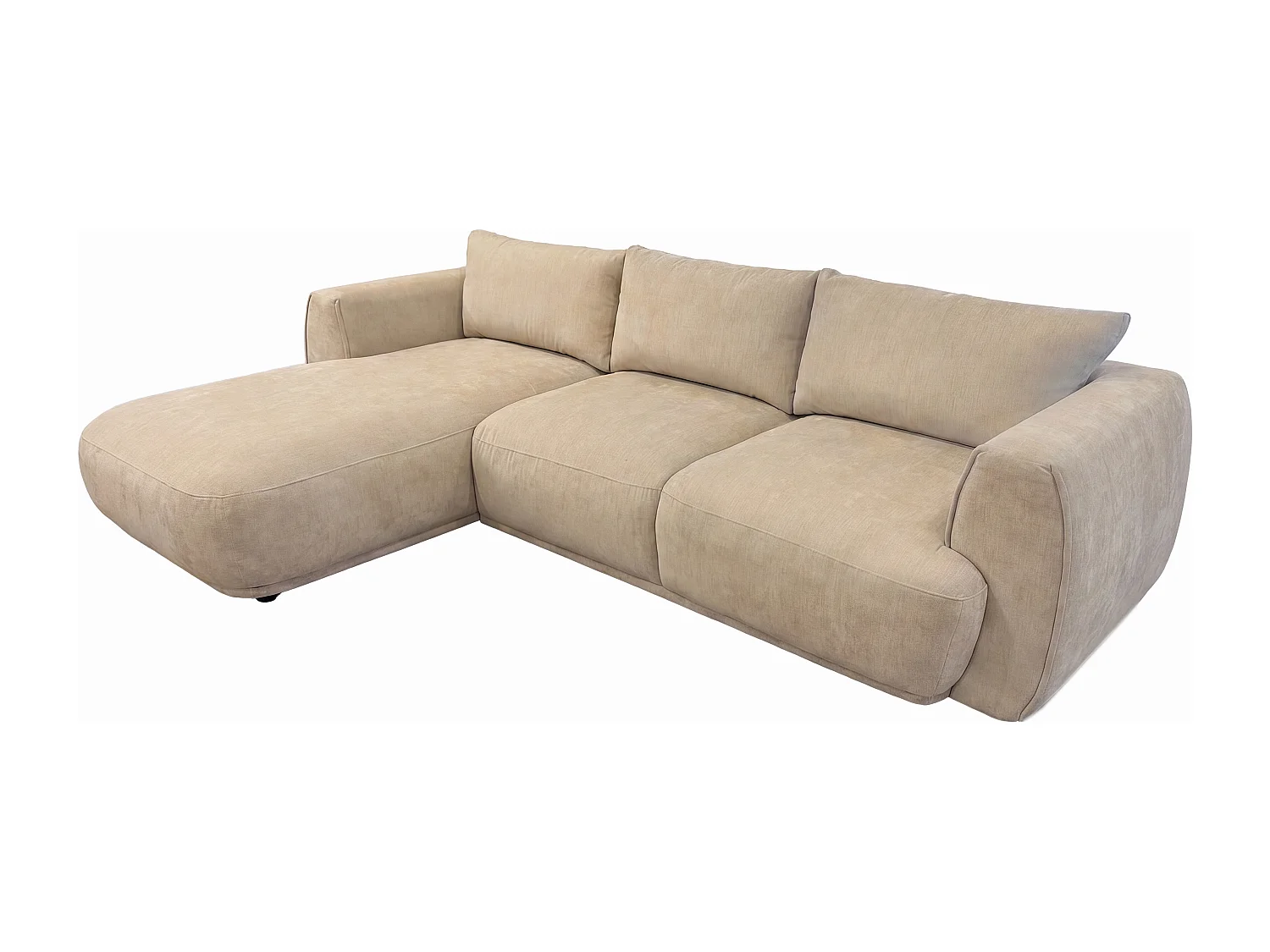Canapé d'angle gauche en tissu beige PUKIMA