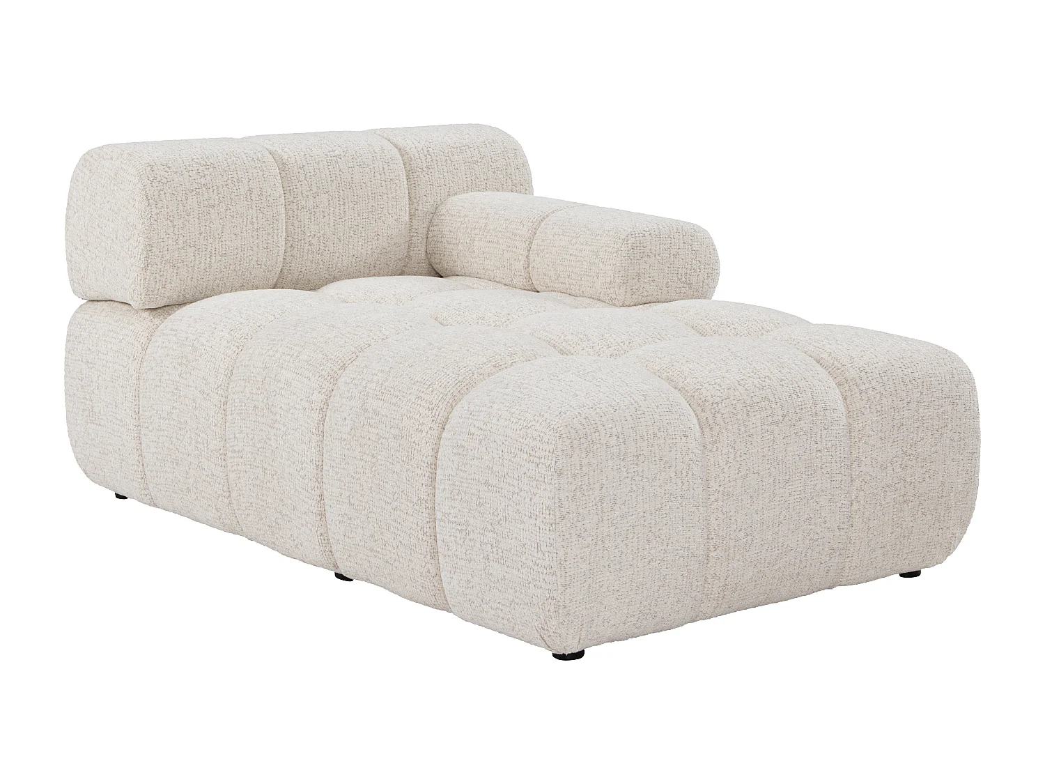Méridienne droite avec accoudoir en tissu chiné beige FACIVIL