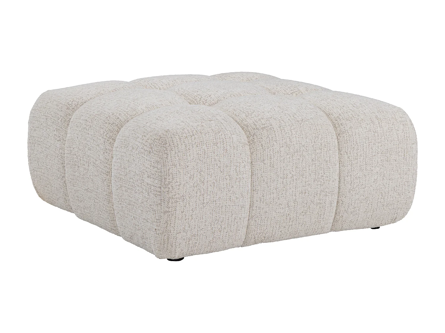 Pouf en tissu chiné beige FACIVIL
