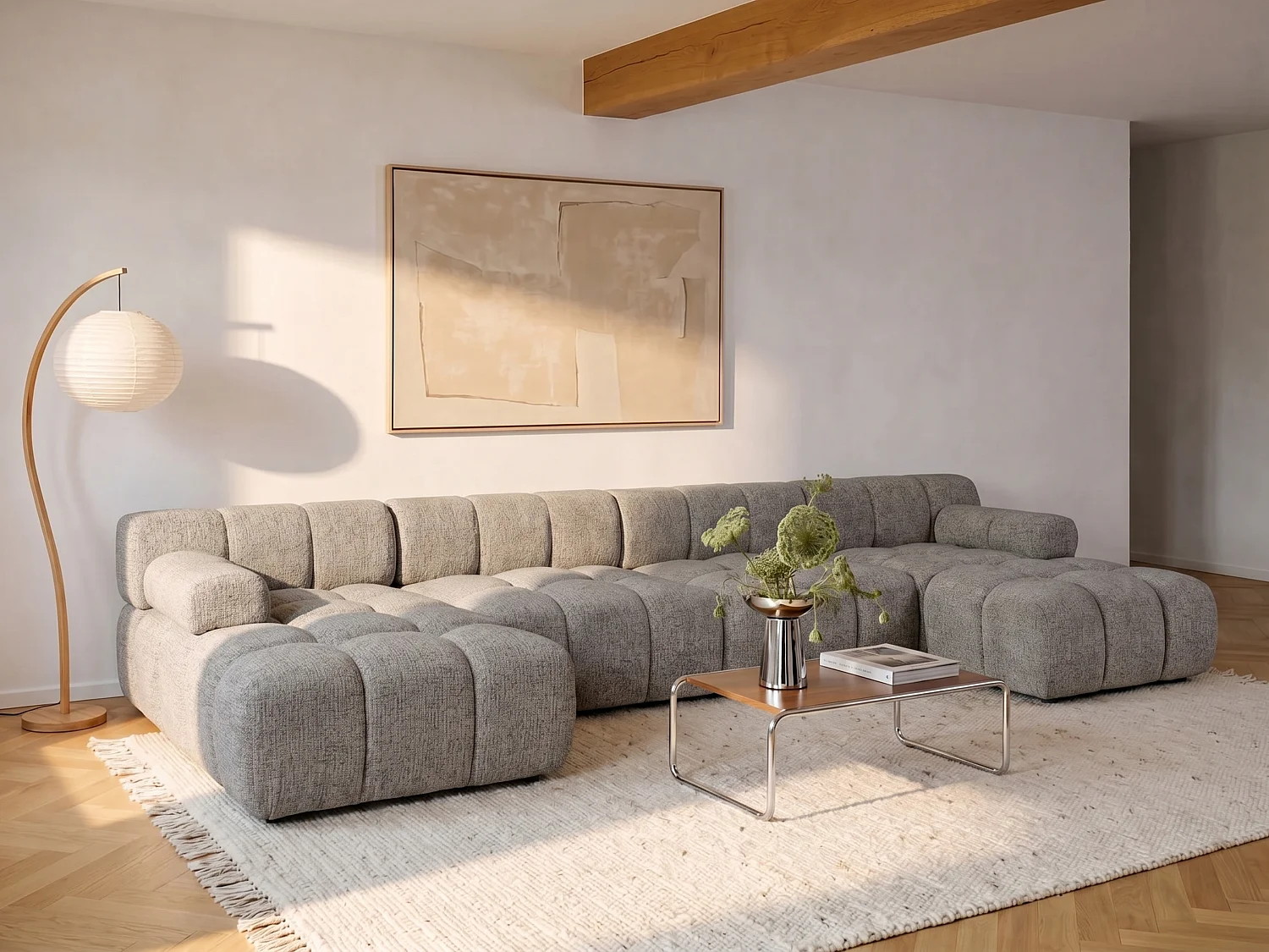 Fauteuil in gemêleerde stof - Taupe FACIVIL
