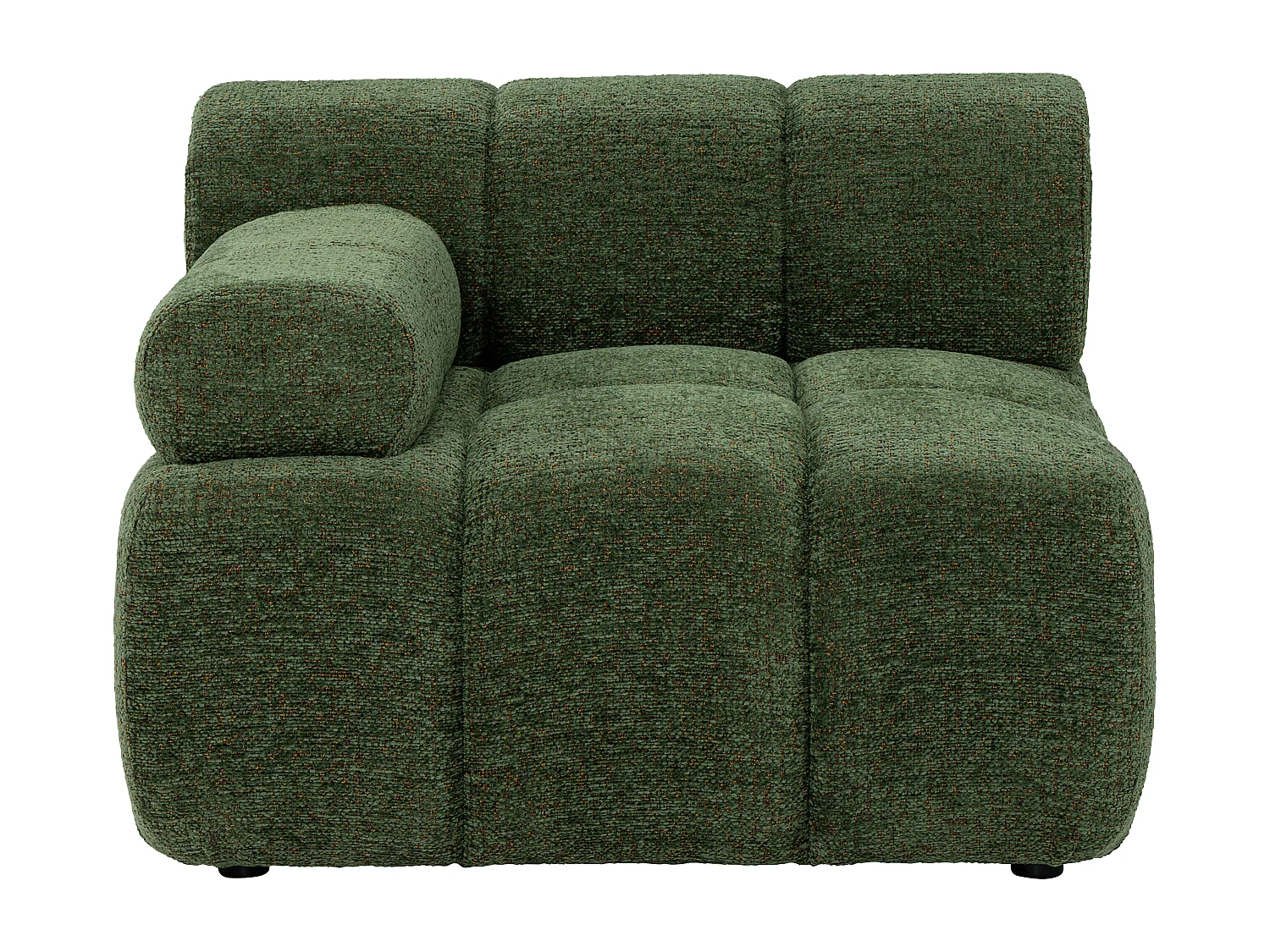 Fauteuil d'angle gauche en tissu chiné vert FACIVIL