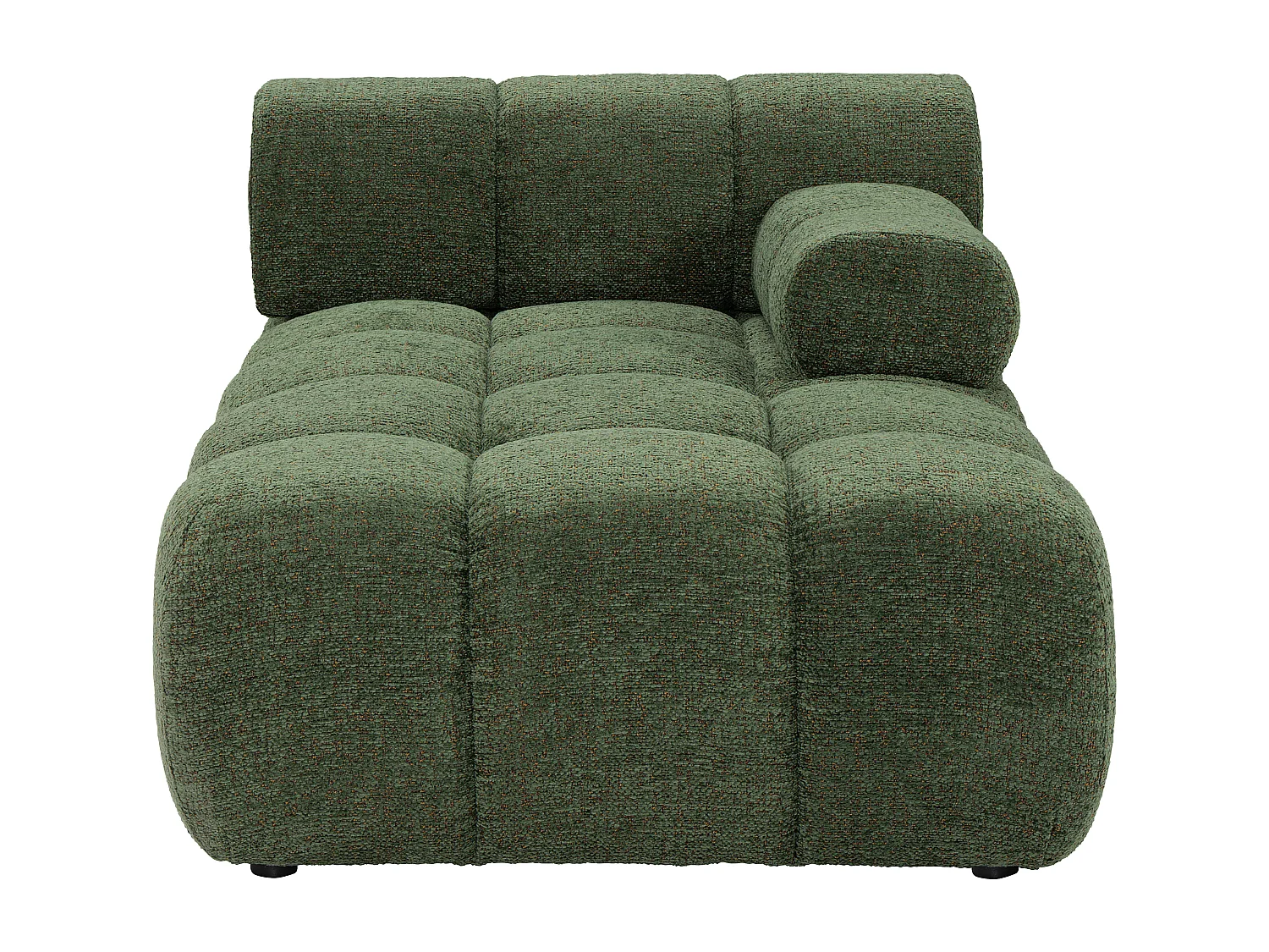 Méridienne droite avec accoudoir en tissu chiné vert FACIVIL