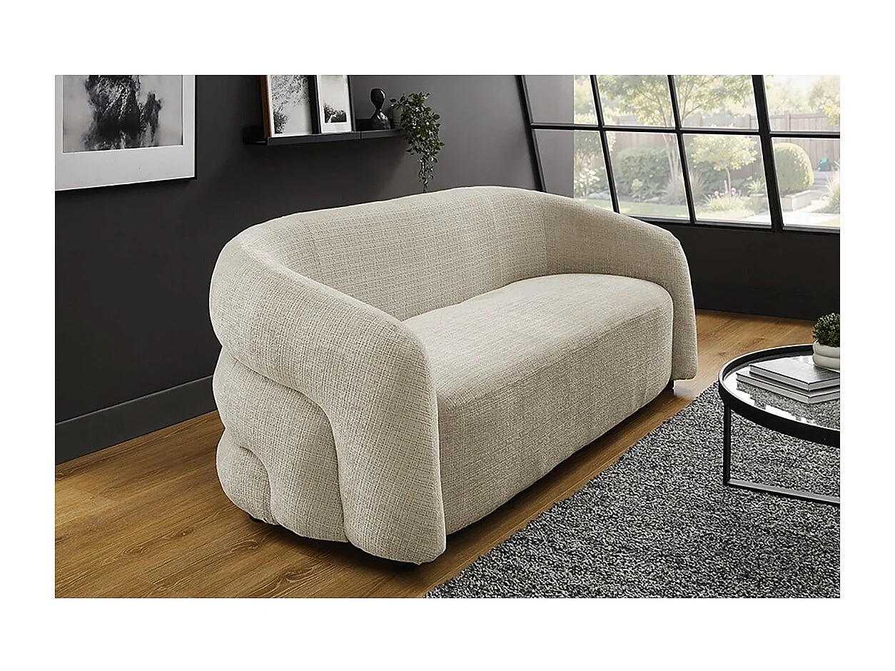 Sofa NUAGE gerade weiß – Designersofa aus Chenille-Stoff