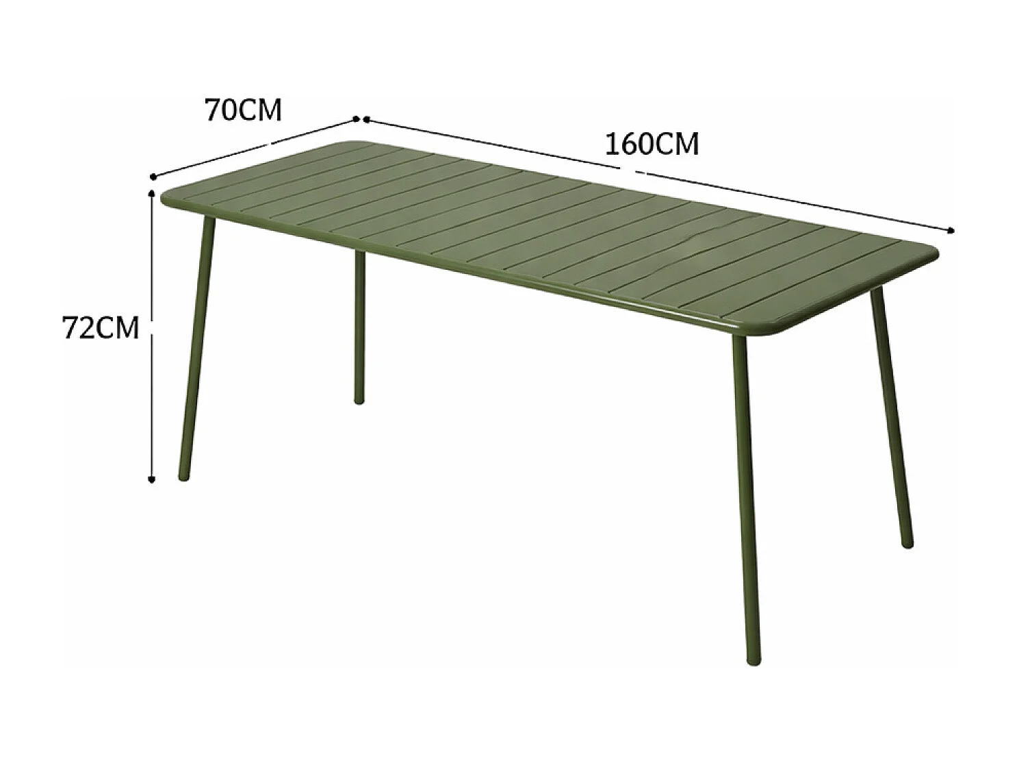 Table de jardin 6 places 160cm vert BERGAME