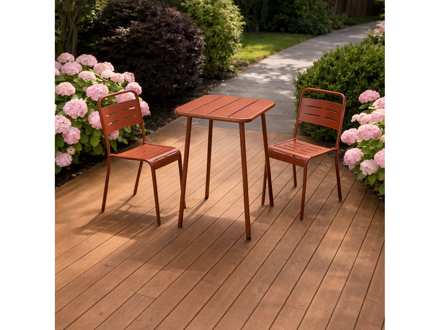 Table carrée 2 places 50x50cm terracotta BERGAME