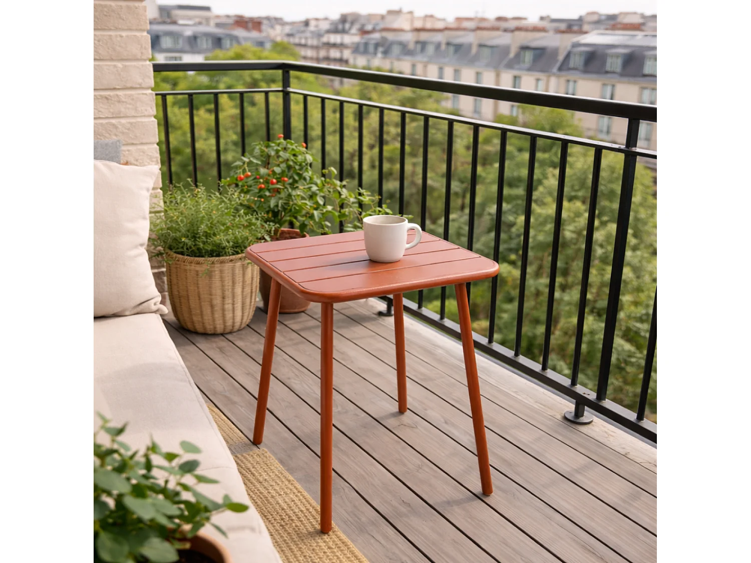 Table carrée 2 places 50x50cm terracotta BERGAME