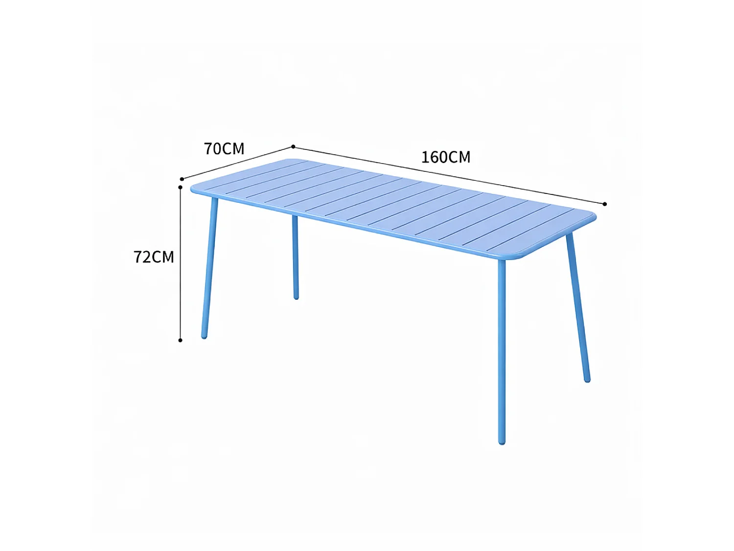 Table de jardin 6 places 160cm bleu BERGAME