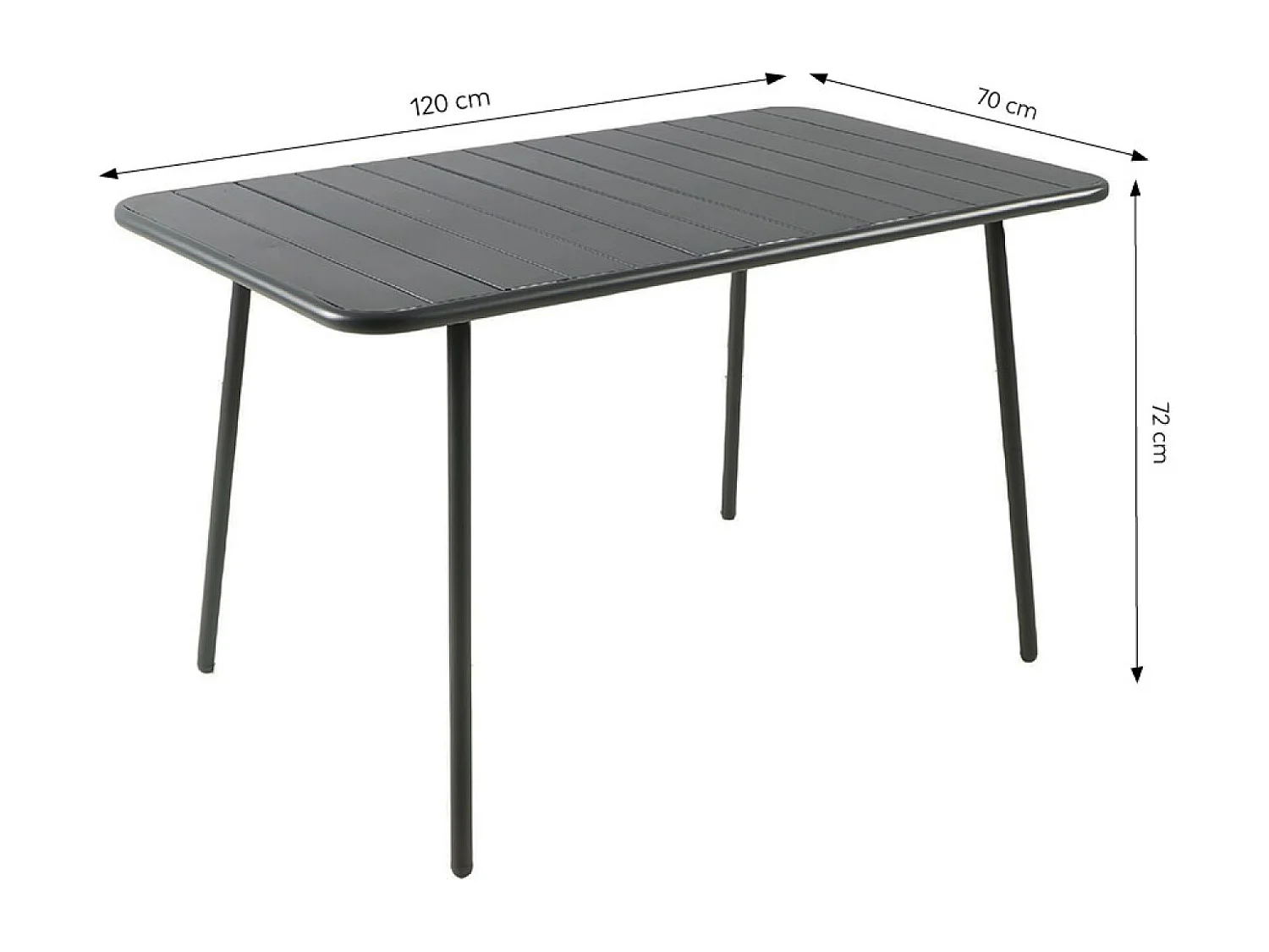 Table de jardin 4 à 6 places 120cm gris foncé BERGAME