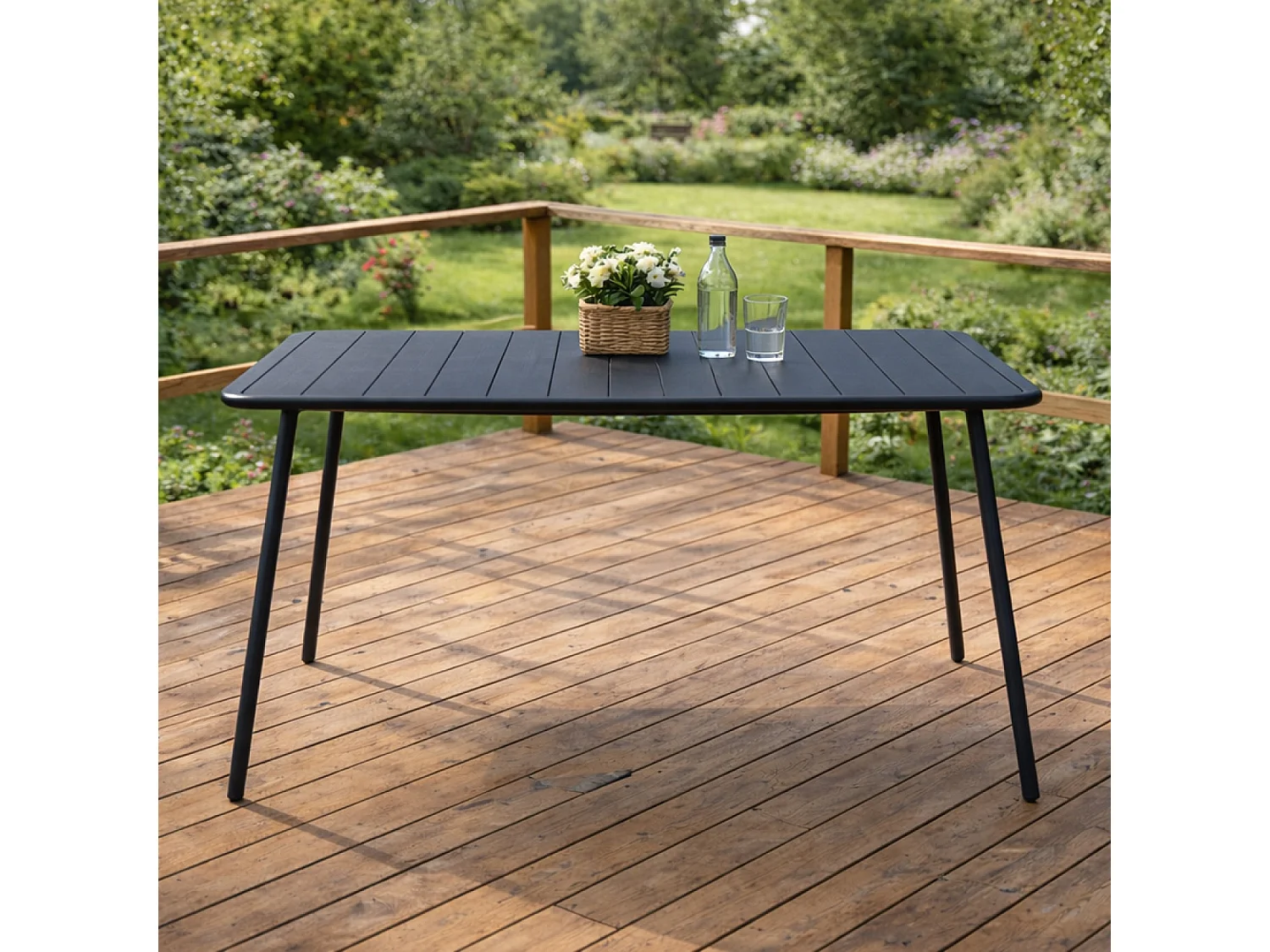 Table de jardin 4 à 6 places 120cm gris foncé BERGAME