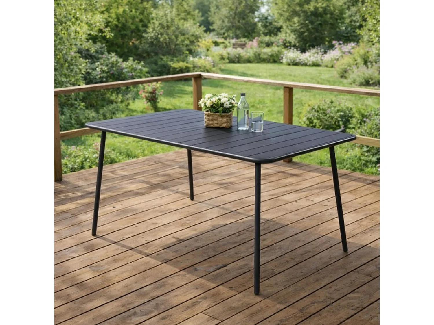 Table de jardin 4 à 6 places 120cm gris foncé BERGAME
