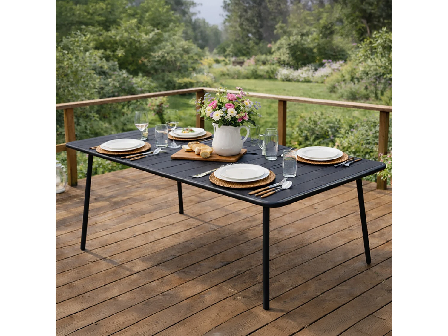 Table de jardin 4 à 6 places 120cm gris foncé BERGAME