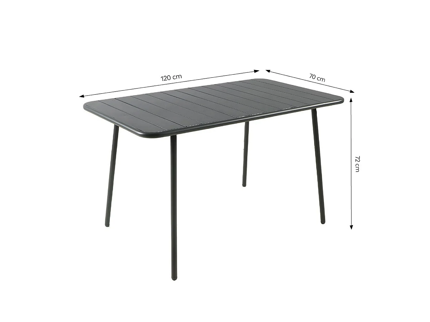 Table de jardin 4 à 6 places 120cm gris foncé BERGAME