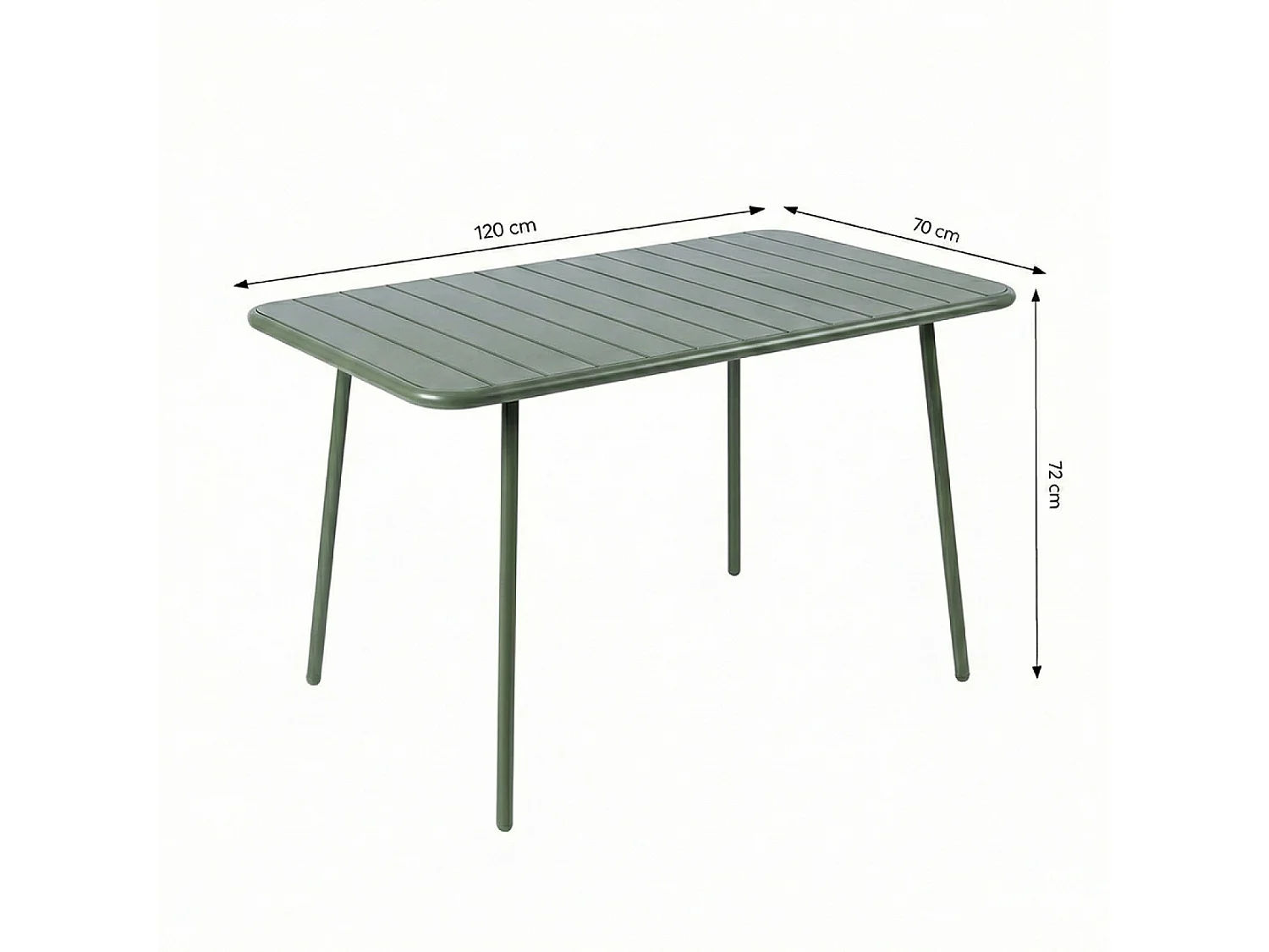 Table de jardin 4 à 6 places 120cm vert BERGAME