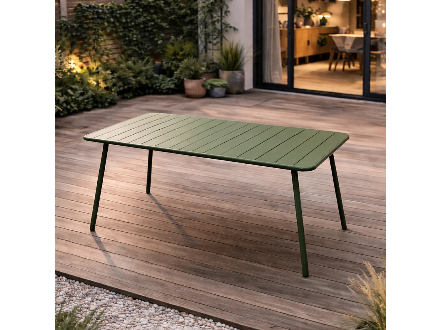Table de jardin 4 à 6 places 120cm vert BERGAME