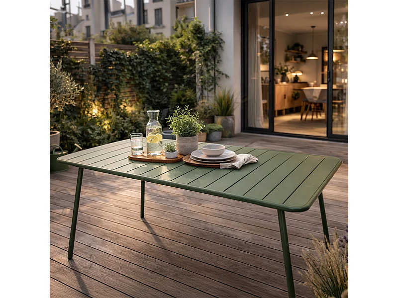 Table de jardin 4 à 6 places 120cm vert BERGAME