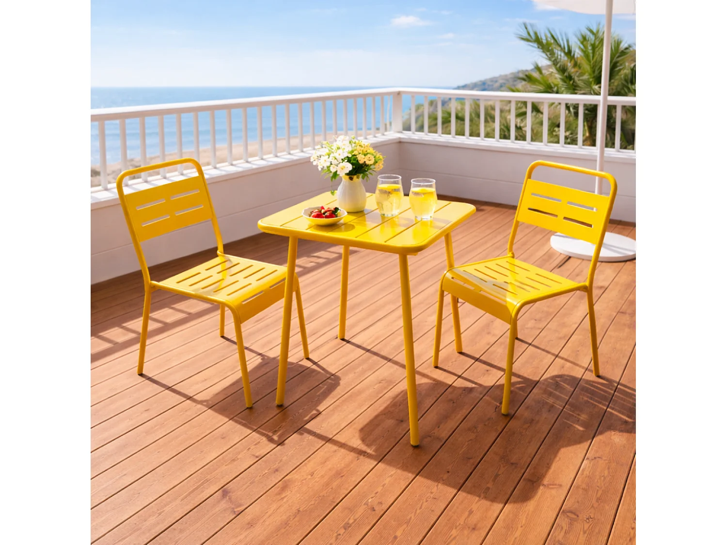 Table carrée 2 places 50x50cm jaune BERGAME