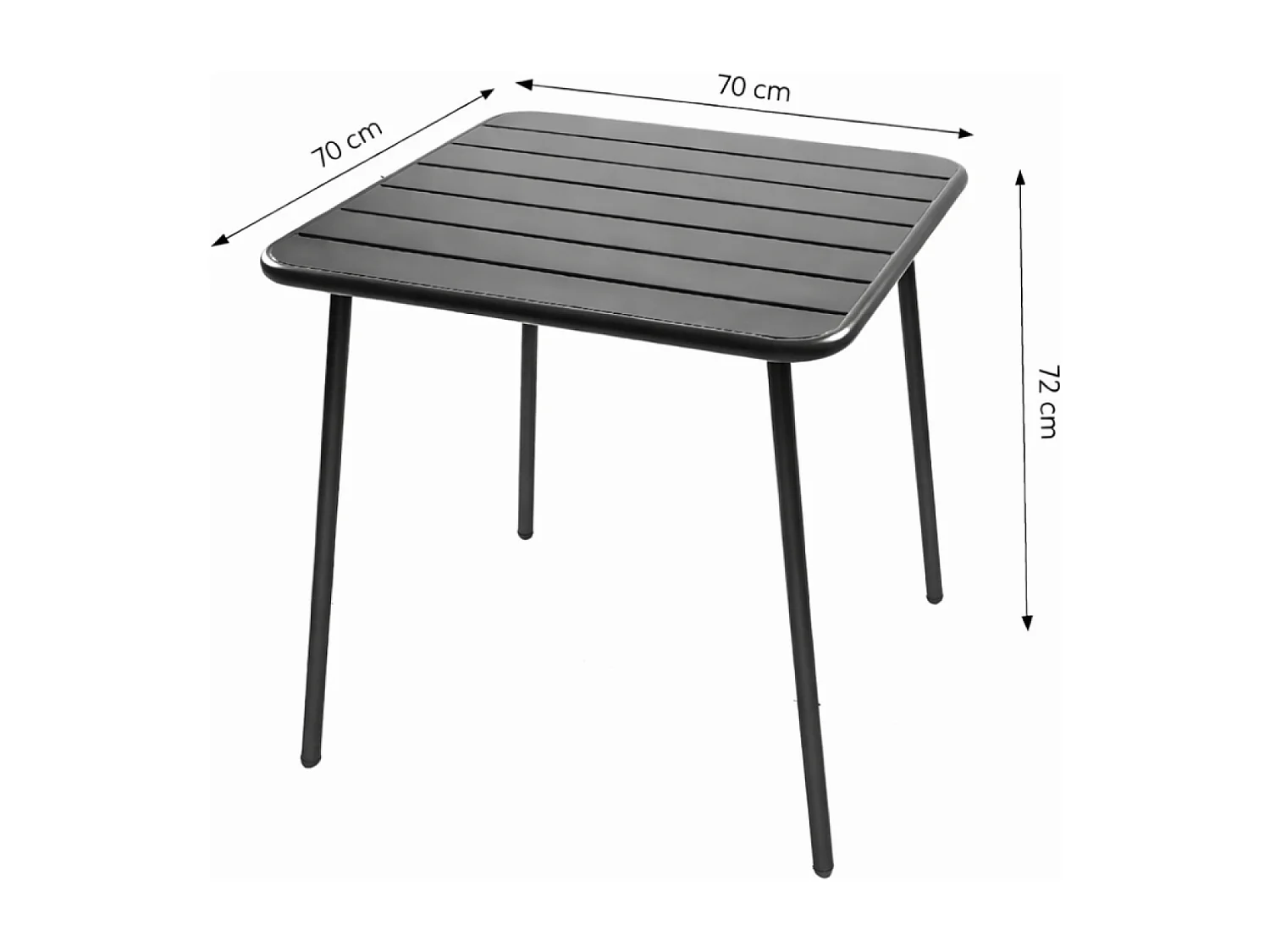 Table carrée 4 places 70x70cm vert BERGAME