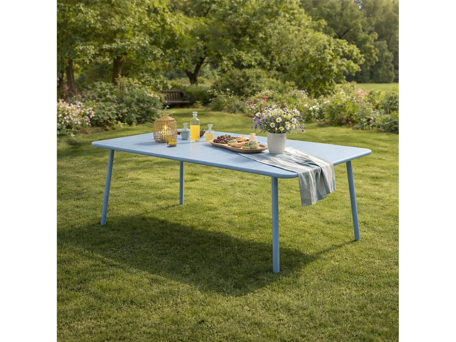 Table de jardin 8-10 places 200cm bleu BERGAME