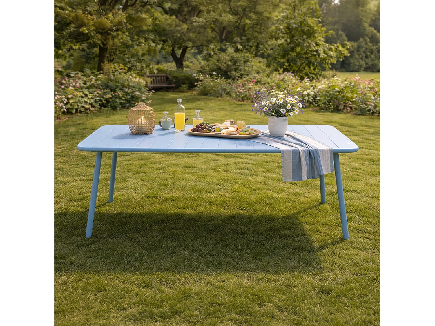 Table de jardin 8-10 places 200cm bleu BERGAME