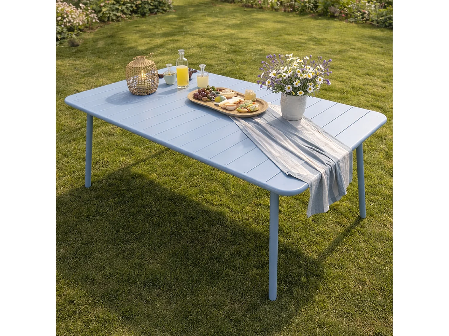 Table de jardin 8-10 places 200cm bleu BERGAME