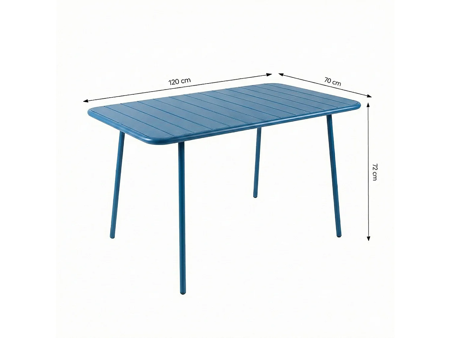 Table de jardin 4 à 6 places 120cm bleu BERGAME
