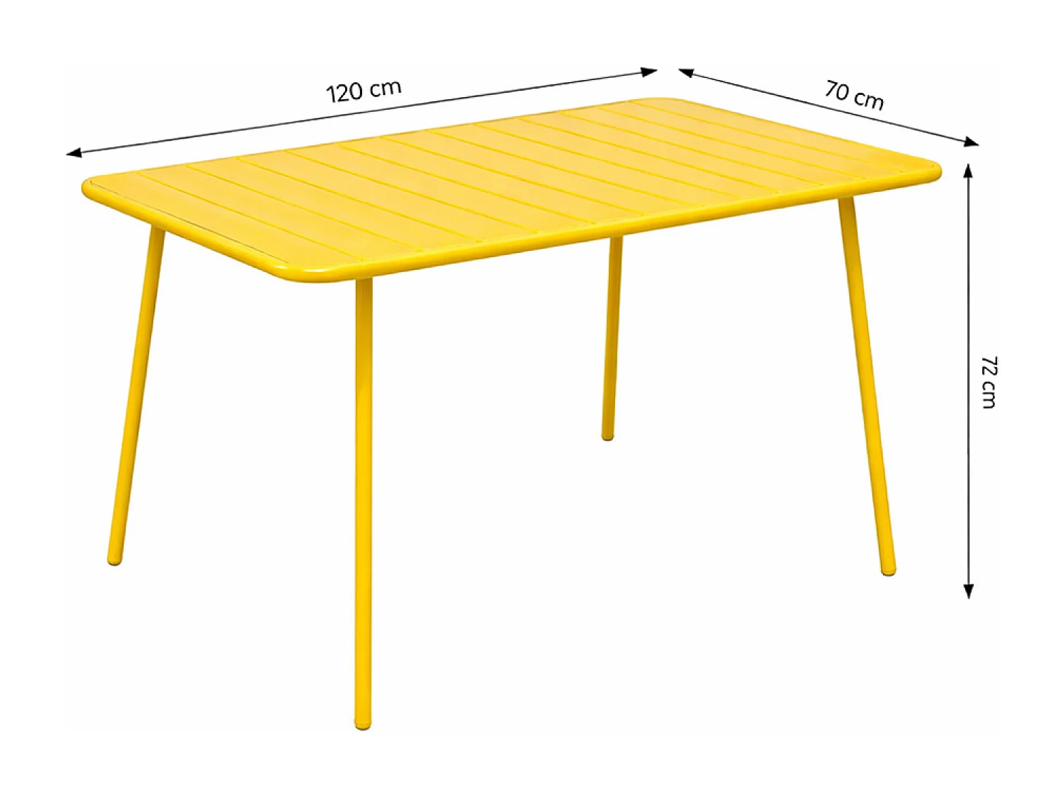 Table de jardin 4 à 6 places 120cm jaune BERGAME