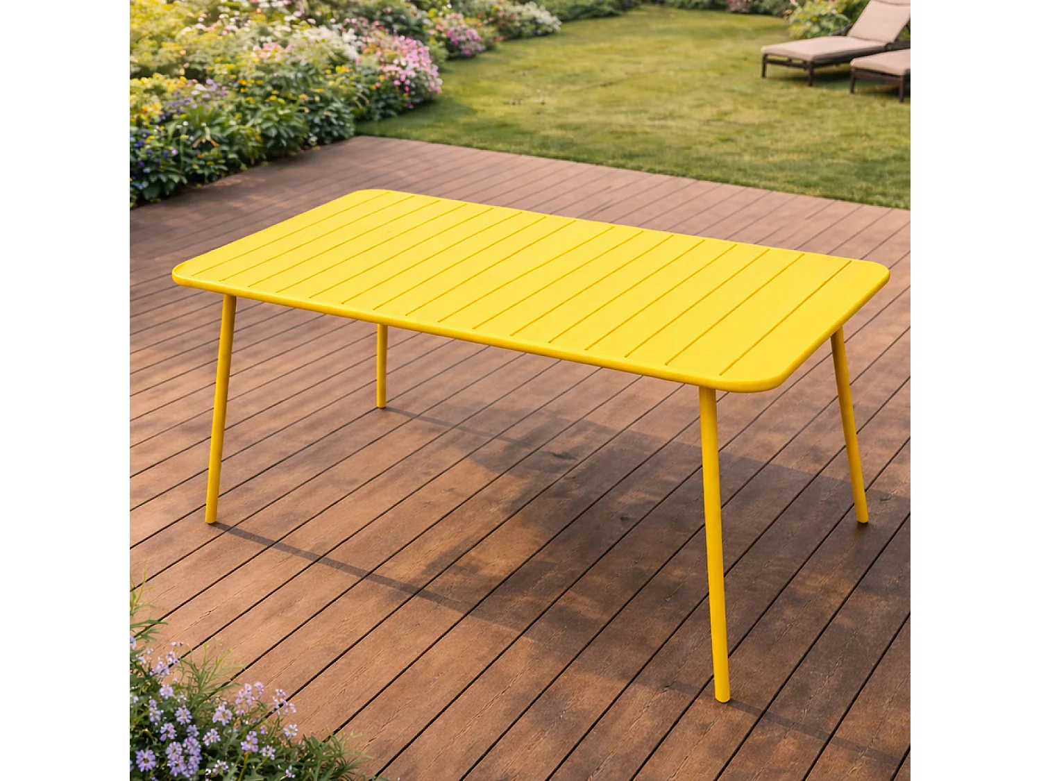 Table de jardin 4 à 6 places 120cm jaune BERGAME