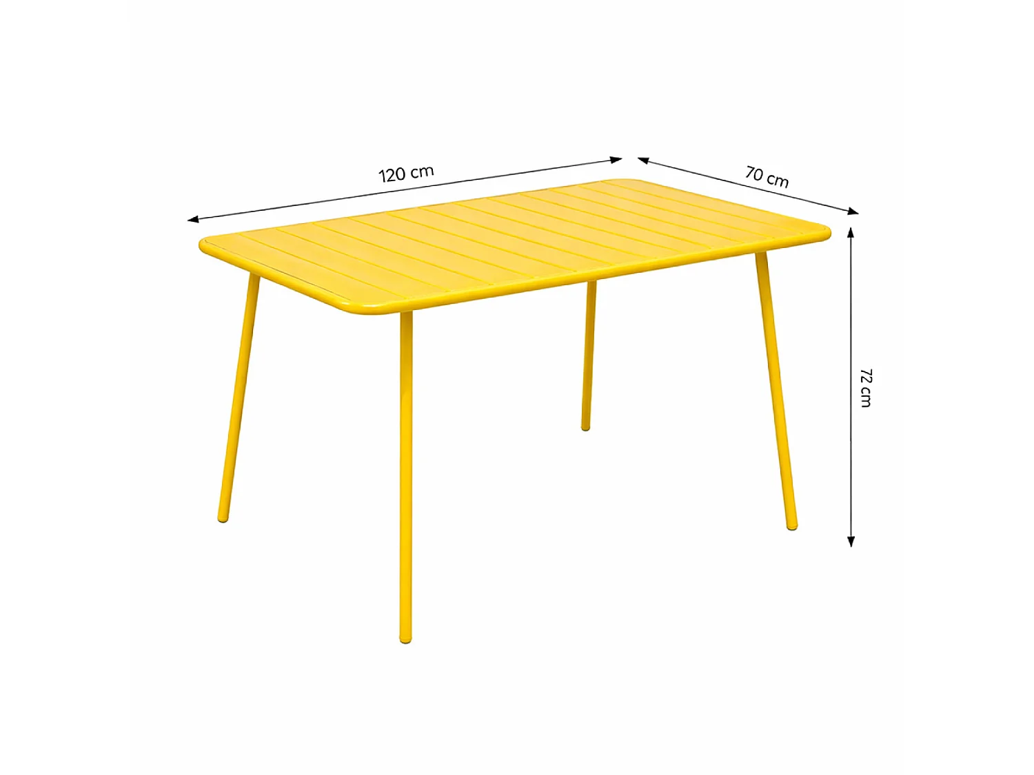 Table de jardin 4 à 6 places 120cm jaune BERGAME