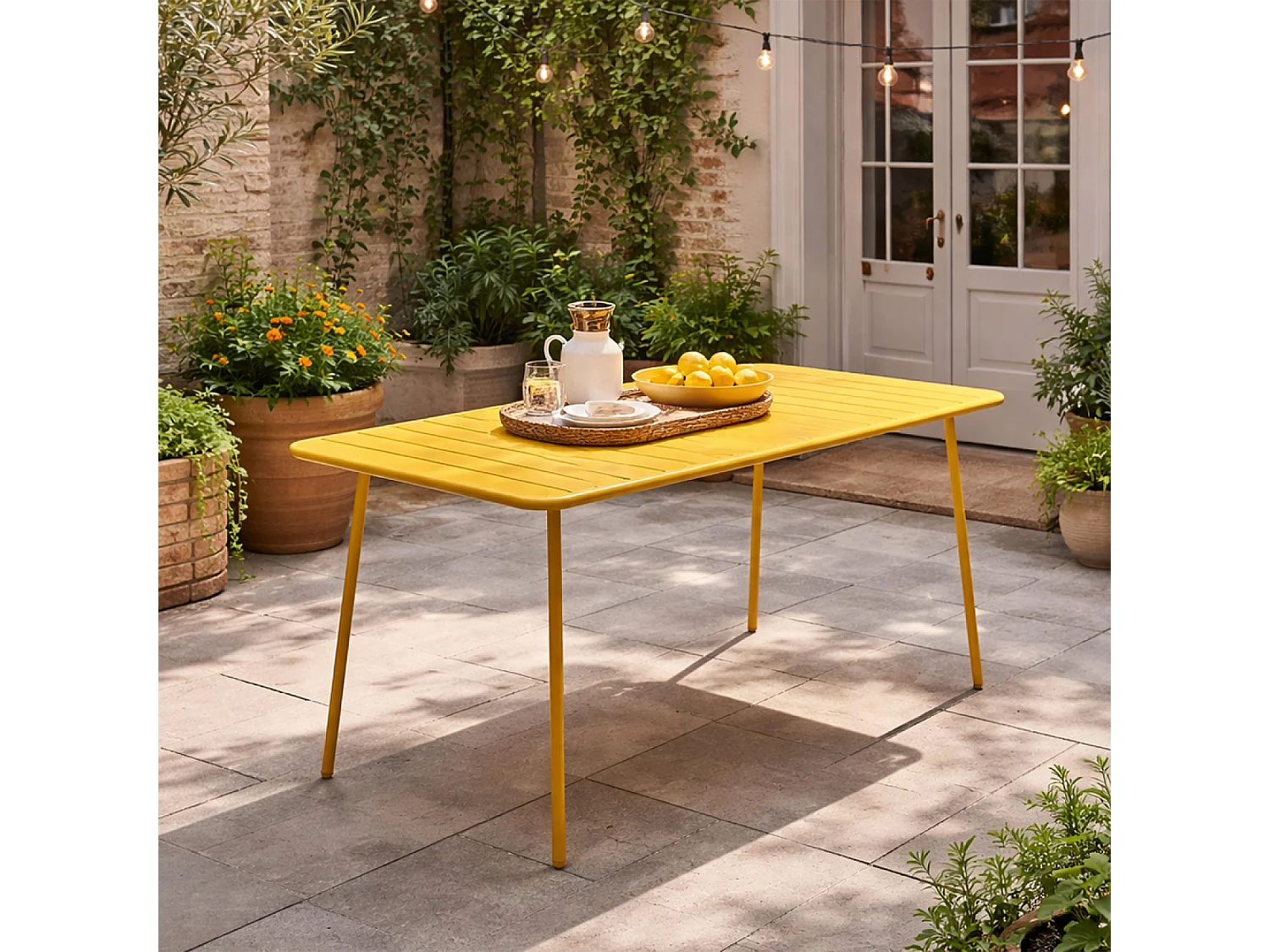 Table de jardin 6 places 160cm jaune BERGAME