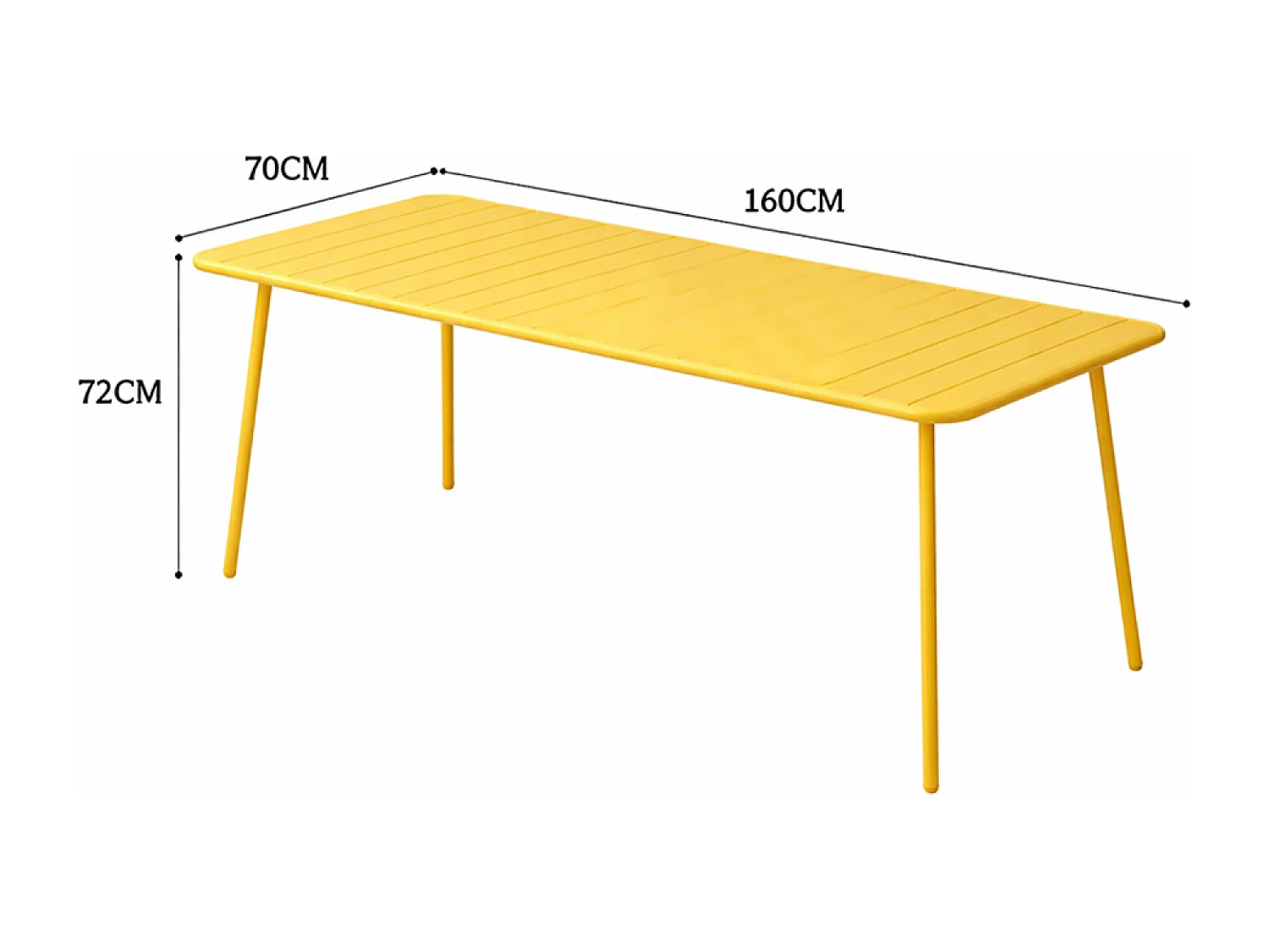Table de jardin 6 places 160cm jaune BERGAME