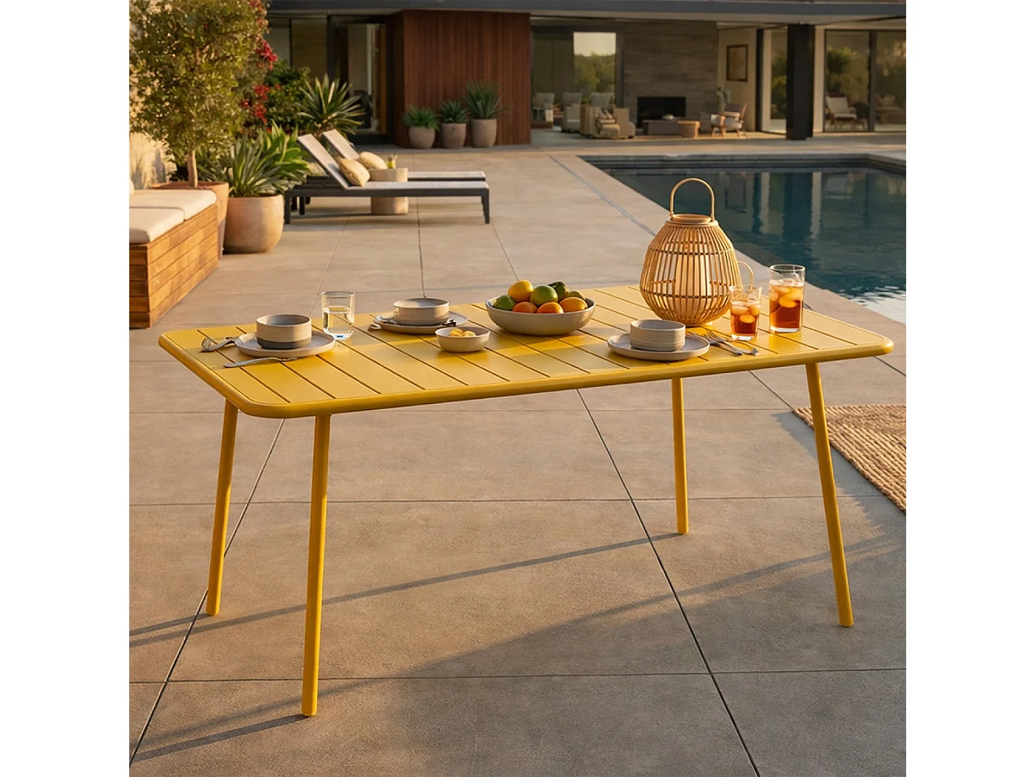 Table de jardin 6 places 160cm jaune BERGAME