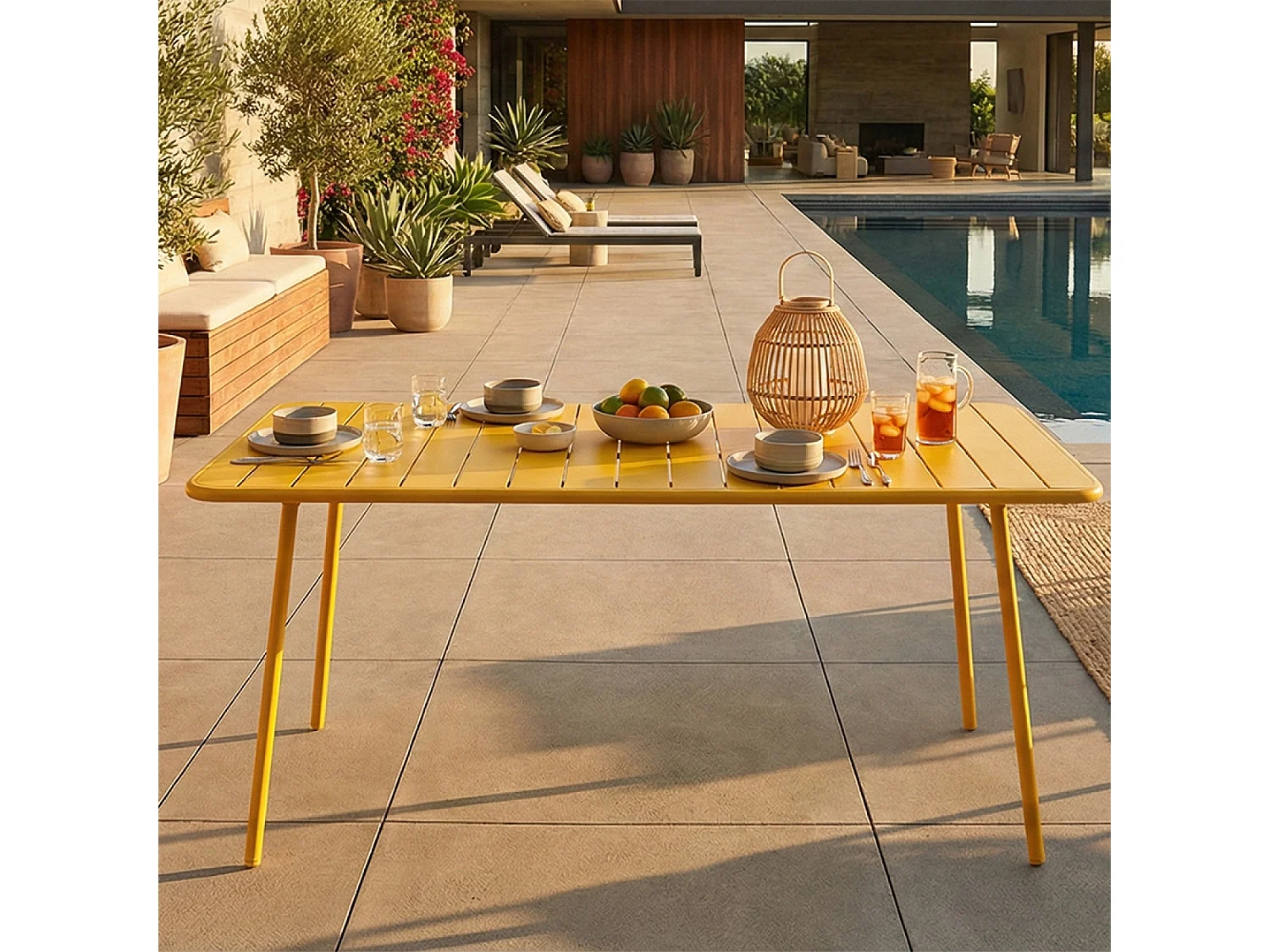 Table de jardin 6 places 160cm jaune BERGAME